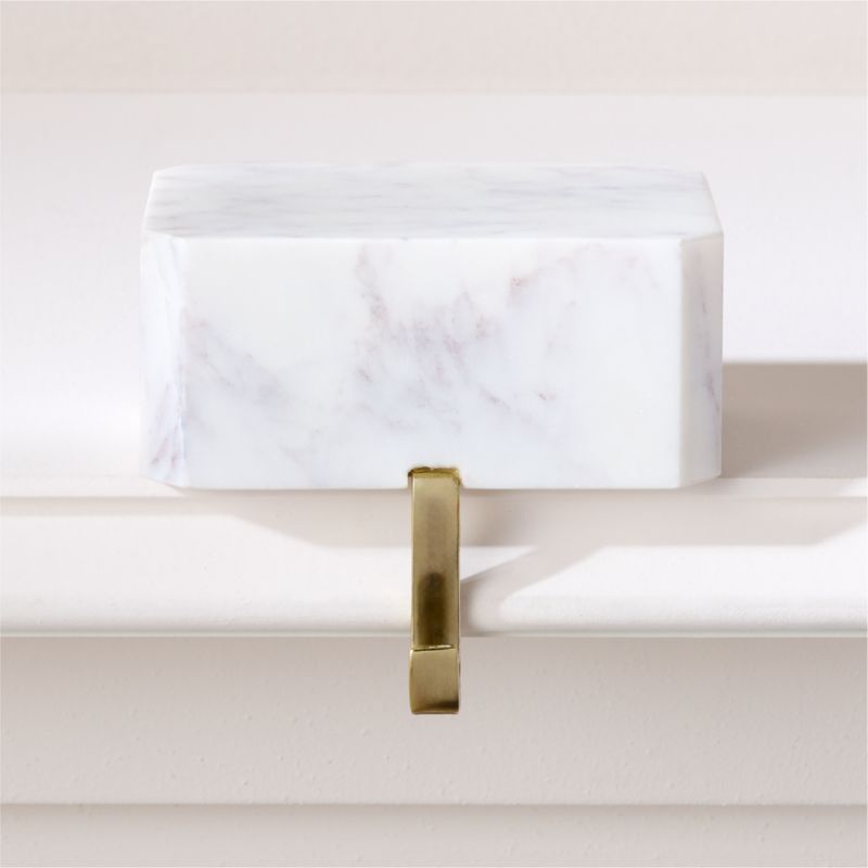 View Ondola Rectangular White Marble Christmas Stocking Holder details