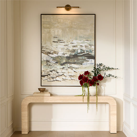 Crescent 80" Travertine Console Table