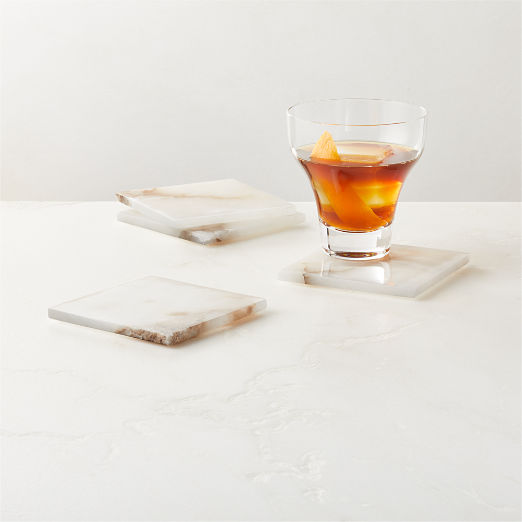 Oni White Alabaster Coasters Set of 4