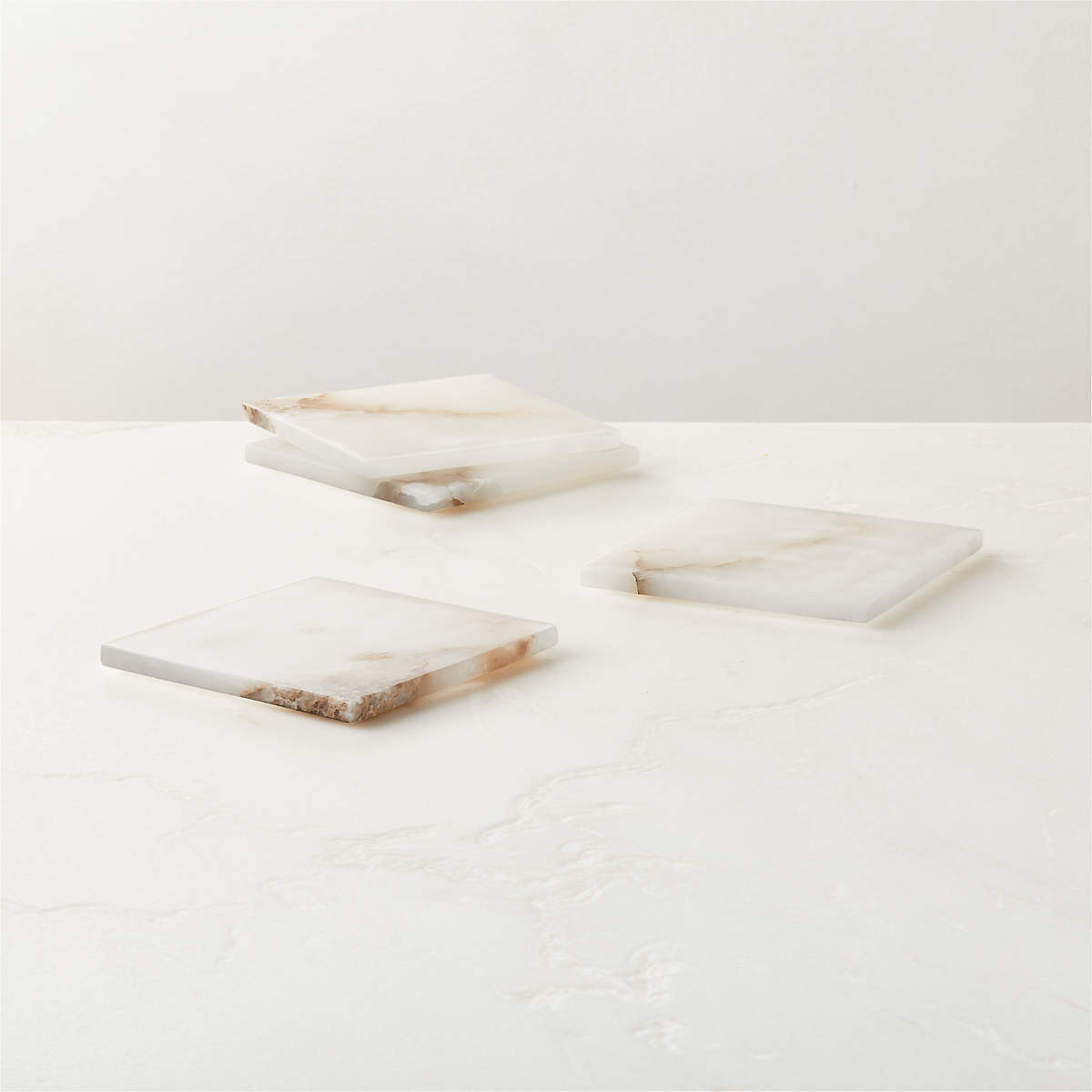 Oni White Alabaster Coasters Set of 4 + Reviews | CB2