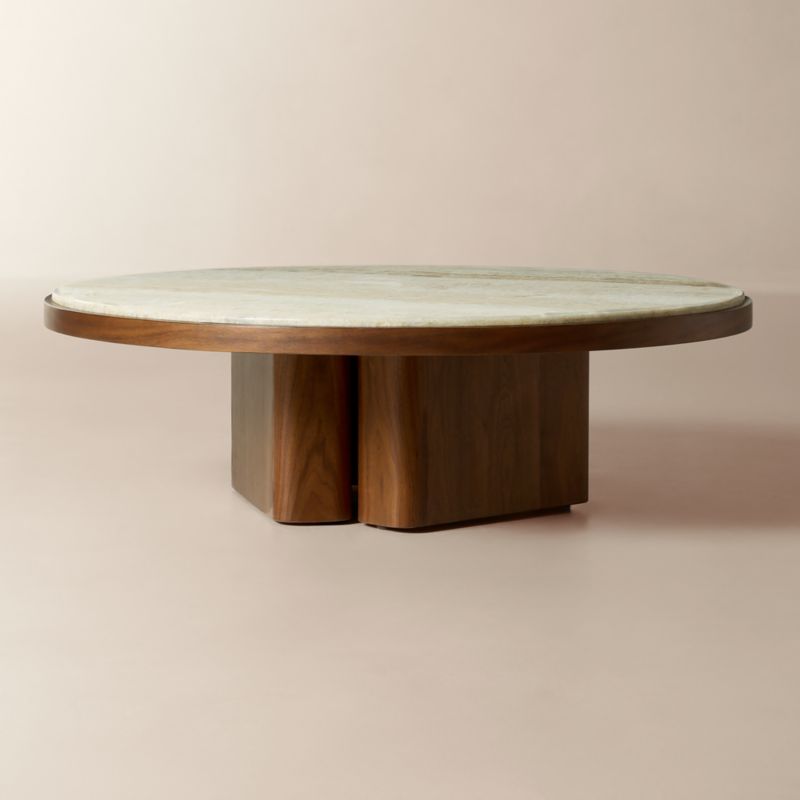 Rio 50" Onyx and Walnut Round Coffee Table - image 2 of 6