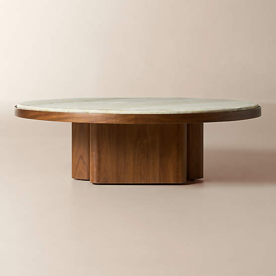 Rio 50" Onyx and Walnut Round Coffee Table