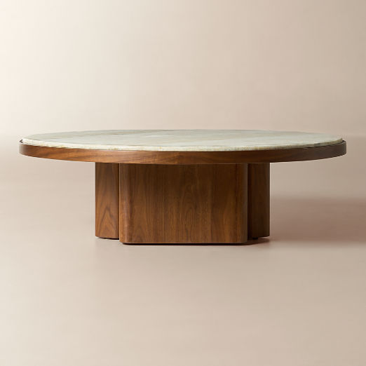 Rio 50" Onyx and Walnut Round Coffee Table