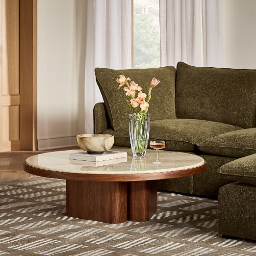 Rio 50" Onyx and Walnut Round Coffee Table