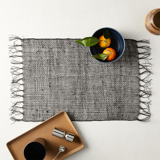 Open Weave Black Woven Placemat
