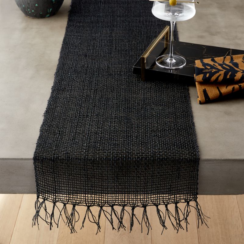 Open Weave Black Table Runner 14"x120" - image 1 of 4