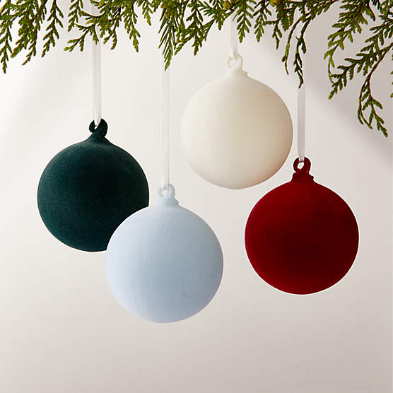 Opulent Round Velvet Multicolor Christmas Tree Ornaments Set of 4