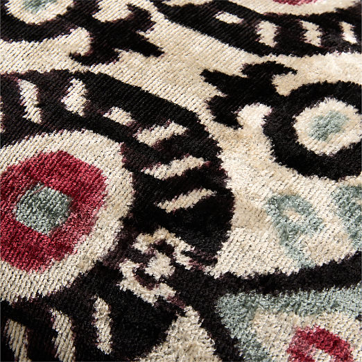 Ora Iced Blue and Black Turkish Silk Lumbar Pillow with Down-Alternative Insert 22"x15"