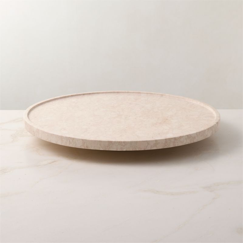 Orcino Round Ivory Marble Lazy Susan - image 3 of 5