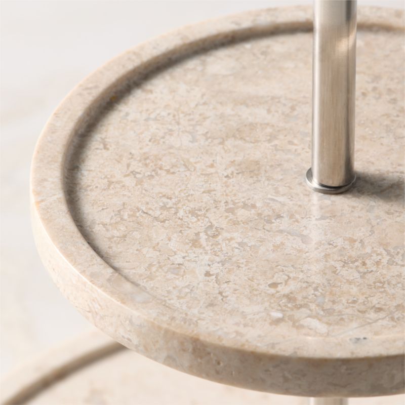 Orcino Ivory Marble 2-Tier Server - image 1 of 5