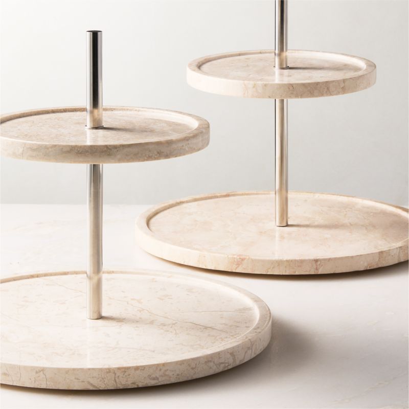 Orcino Ivory Marble 2-Tier Server - image 2 of 5