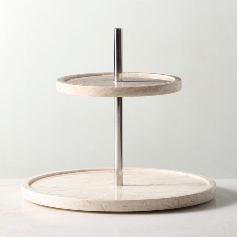 Orcino Ivory Marble 2-Tier Server - image 3 of 5