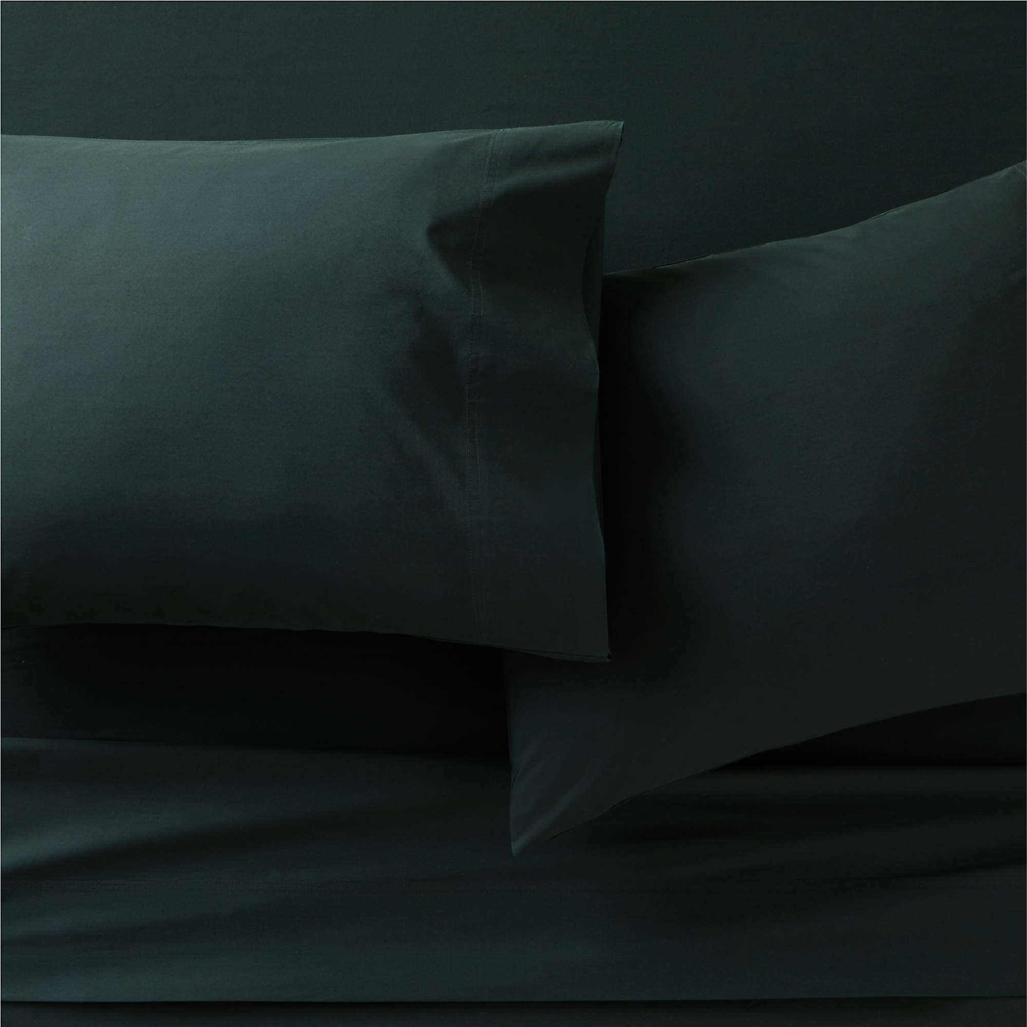 Organic Cotton Percale 400TC Scarab Green Sheet Set CB2