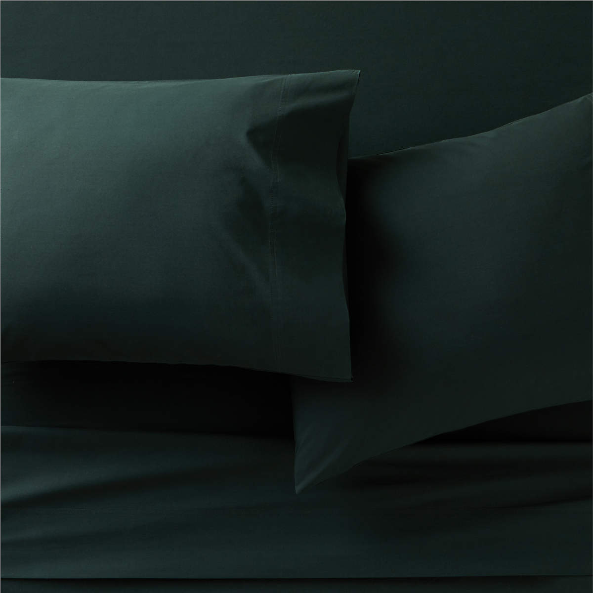 Organic Cotton Percale 400TC Scarab Green Sheet Set CB2