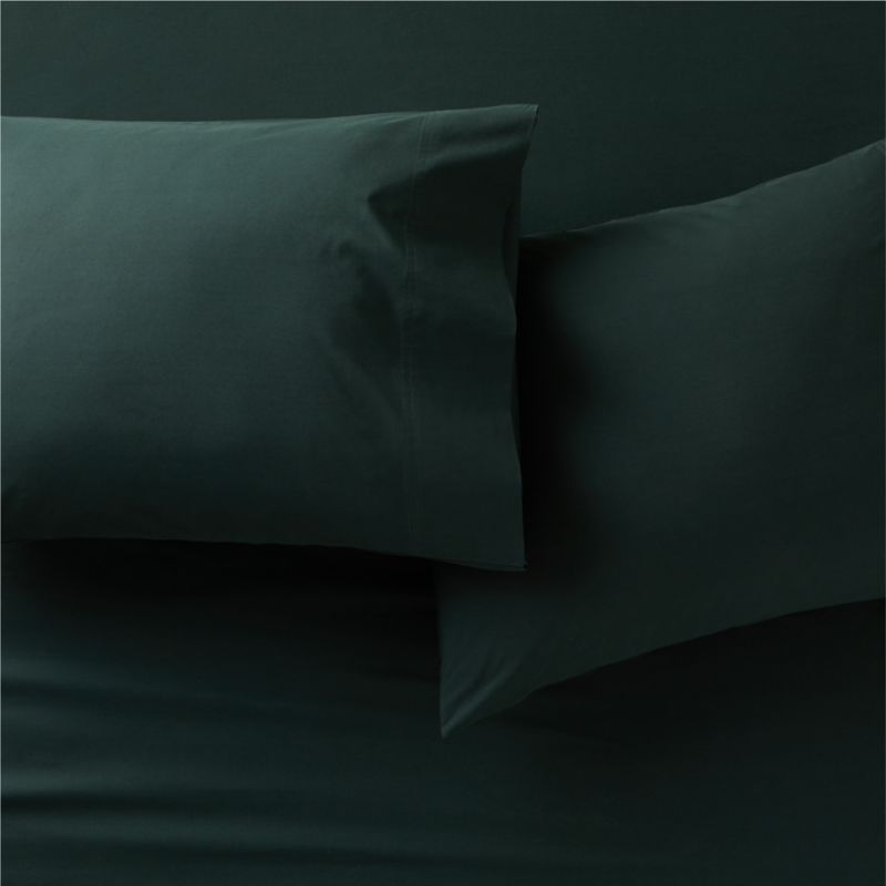 Viewing product image Organic Cotton Percale 400 Thread Count Scarab Green Standard Pillowcases Set of 2 - image 1 of 2