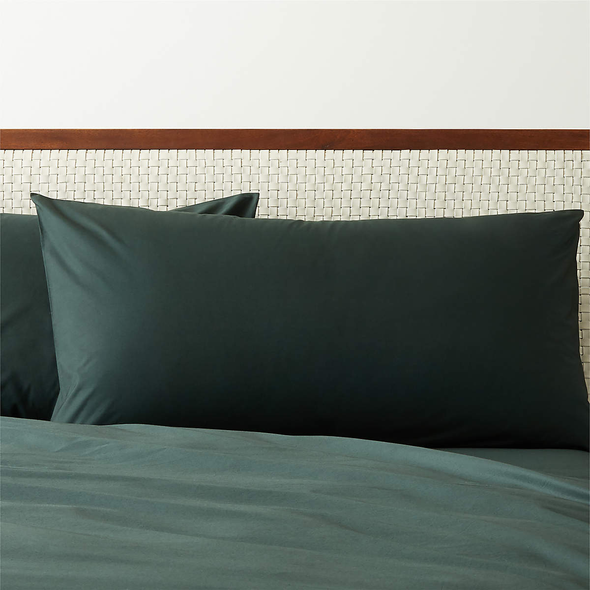 Modern Organic Cotton Percale 400TC Scarab Green King Shams Set of 2