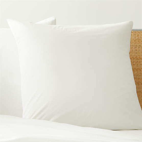 400TC Organic Cotton Percale White Euro Pillow Shams Set of 2