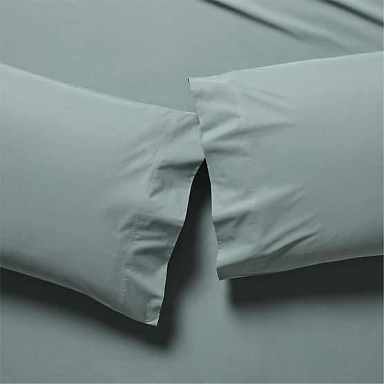 Organic Cotton Percale 400 Thread Faded Teal King Pillowcases Set of 2