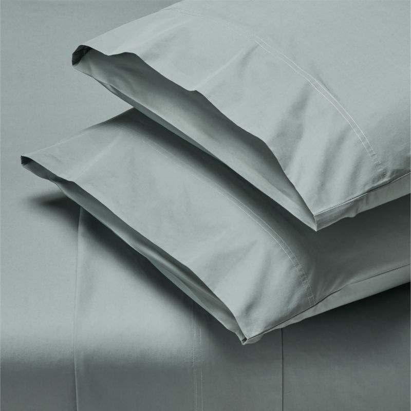 View Classic Organic Cotton Percale 400 Thread Light Teal Queen Sheet Set details