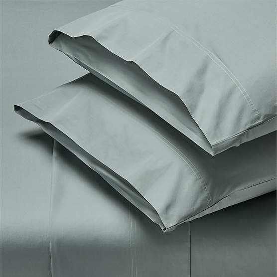 Organic Cotton Percale 400 Thread Faded Teal King Sheet Set