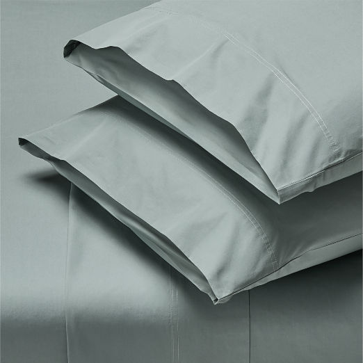 Classic Organic Cotton Percale 400 Thread Light Teal Sheet Set