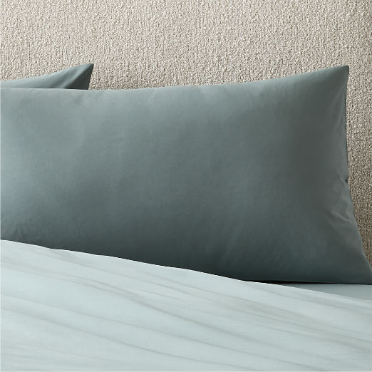 Classic Organic Cotton Percale 400 Thread Light Teal Pillow Shams Set of 2