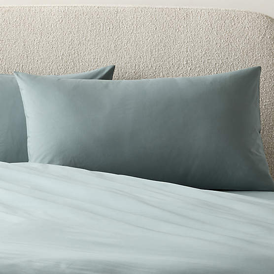 Organic Cotton Percale 400 Thread Faded Teal King Pillow Shams Set of 2