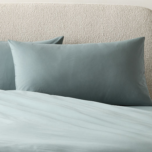 Organic Cotton Percale 400 Thread Faded Teal King Pillow Shams Set of 2