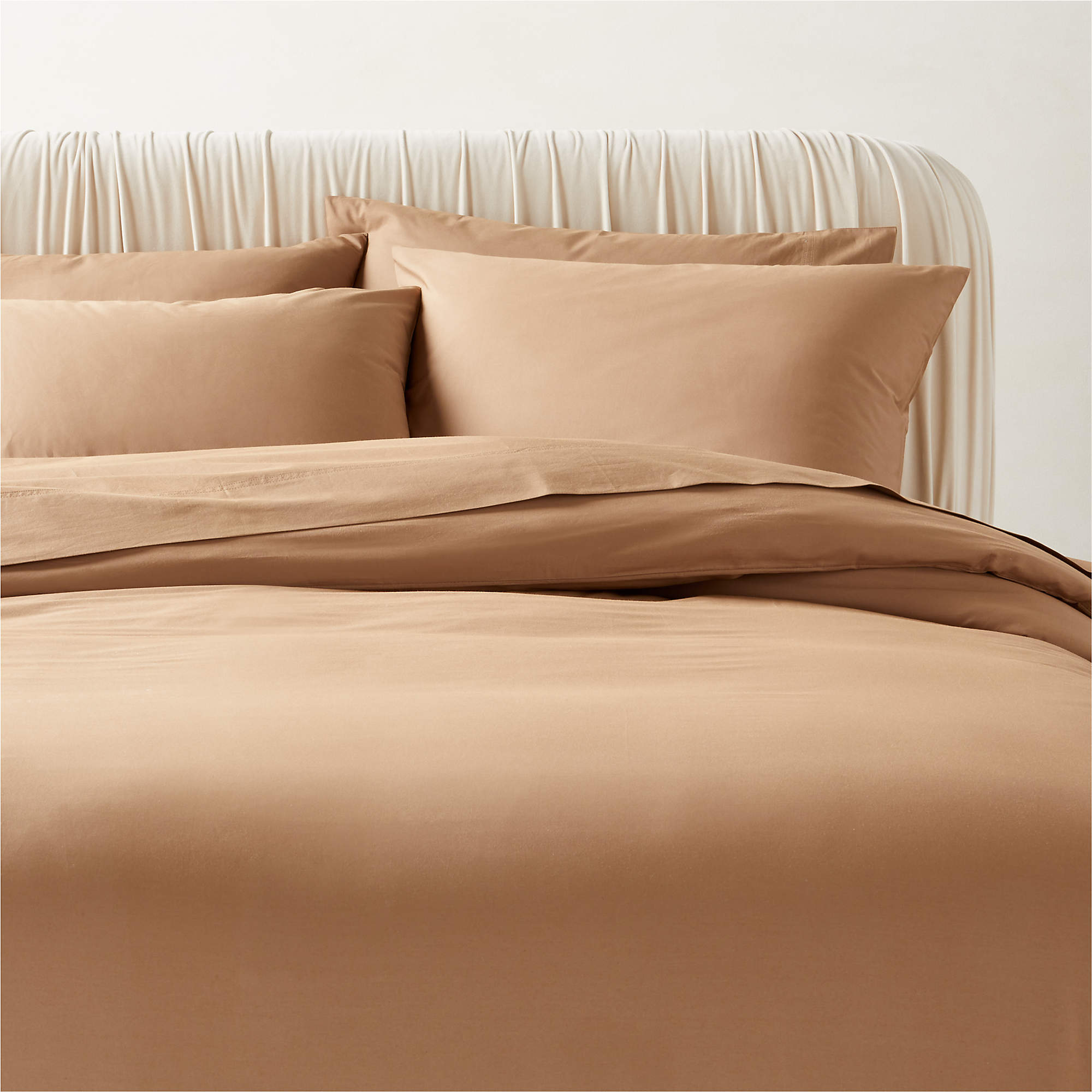 Organic Cotton Percale 400 Tc Brown Full Queen Duvet Cover Cb2