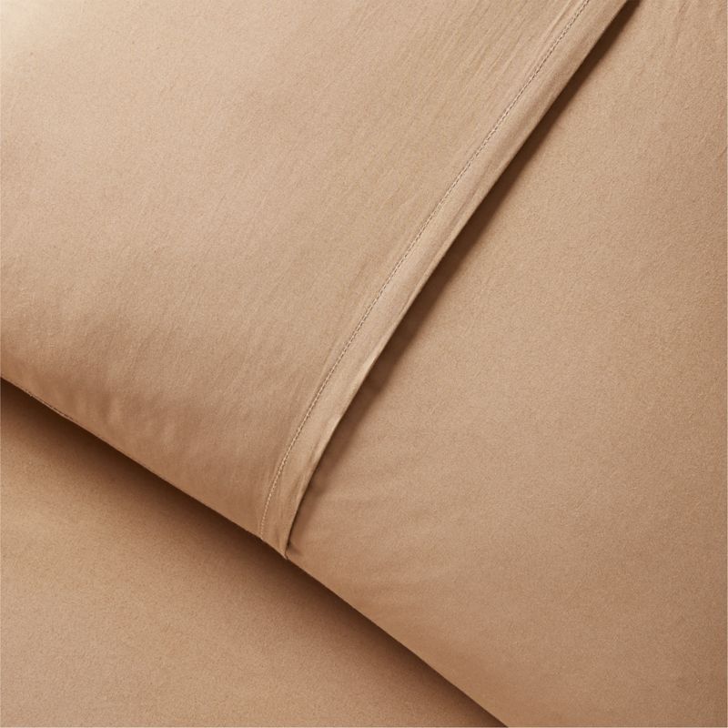 Organic Cotton Percale 400 Thread Count Sepia King Pillow Shams Set of 2 - image 2 of 5