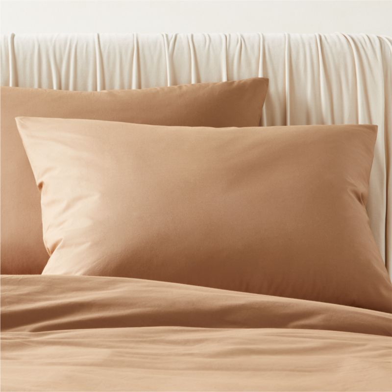 Organic Cotton Percale 400 Thread Count Sepia King Pillow Shams Set of 2 - image 1 of 5