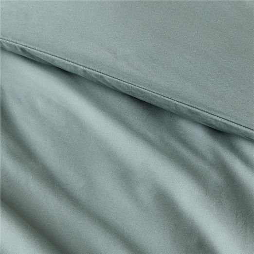 Classic Organic Cotton Percale 400 Thread Light Teal Full/Queen Duvet Cover