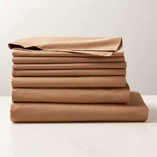 Organic Cotton Percale 400-Thread-Count Sepia Bedding Set