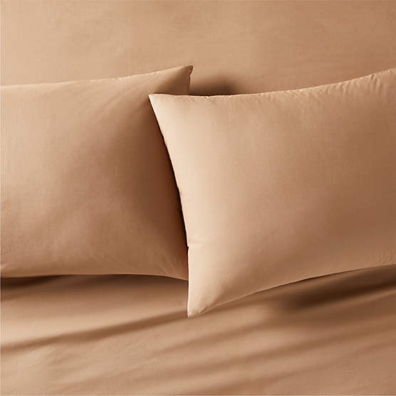 The Company Store Company Cotton Percale Mocha Solid 300-Thread Count Twin Fitted Sheet, Brown