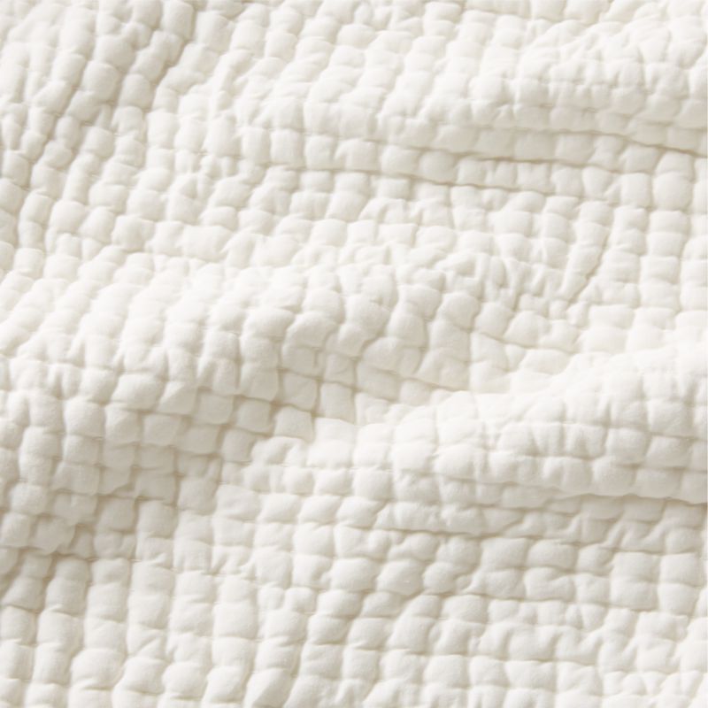 Stitched Organic Cotton Sateen Ivory Full Queen Quilt Reviews CB2 Canada