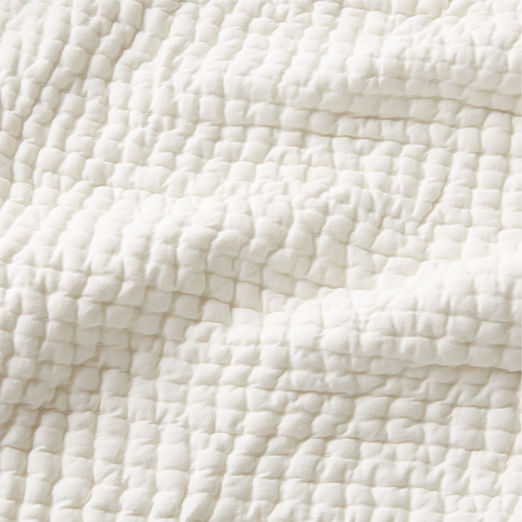 Stitched Organic Cotton Sateen Ivory Quilt