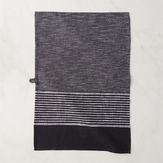 Cafe Organic Cotton Black Striped Dish Towels Set of 2