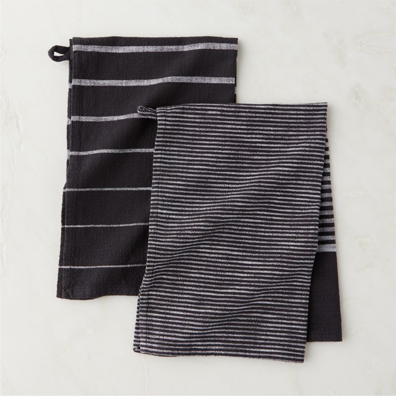 View Cafe Organic Cotton Black Striped Dish Towels Set of 2 details