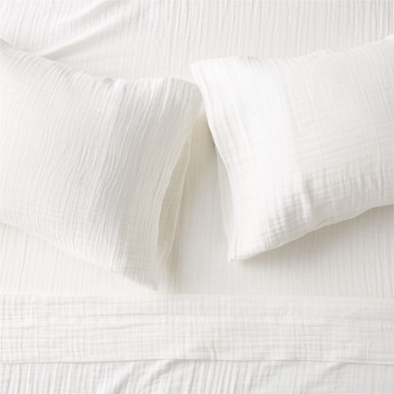 View Alto Organic Cotton Gauze White Queen Sheet Set details