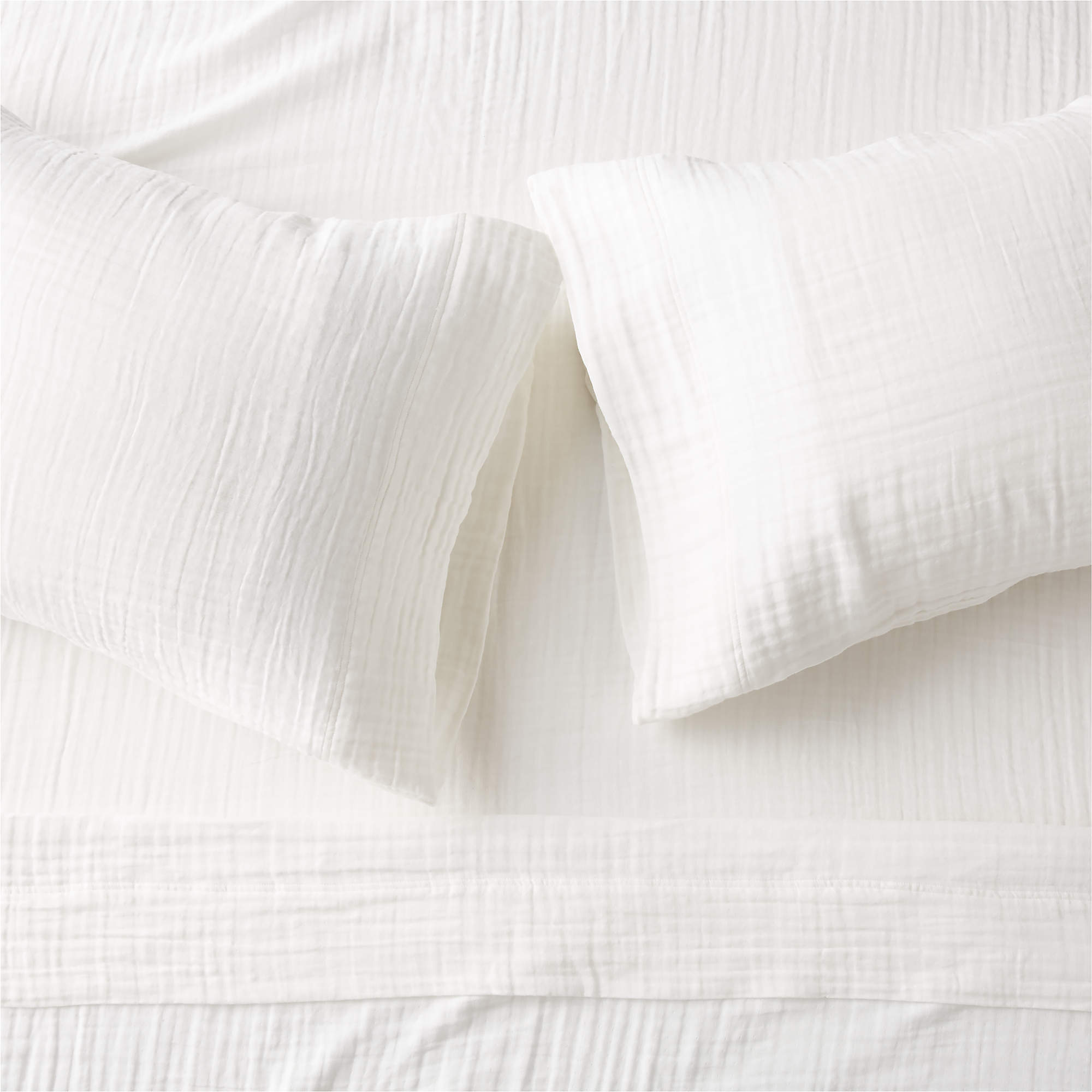 Organic Cotton Gauze White Queen Sheet Set + Reviews CB2