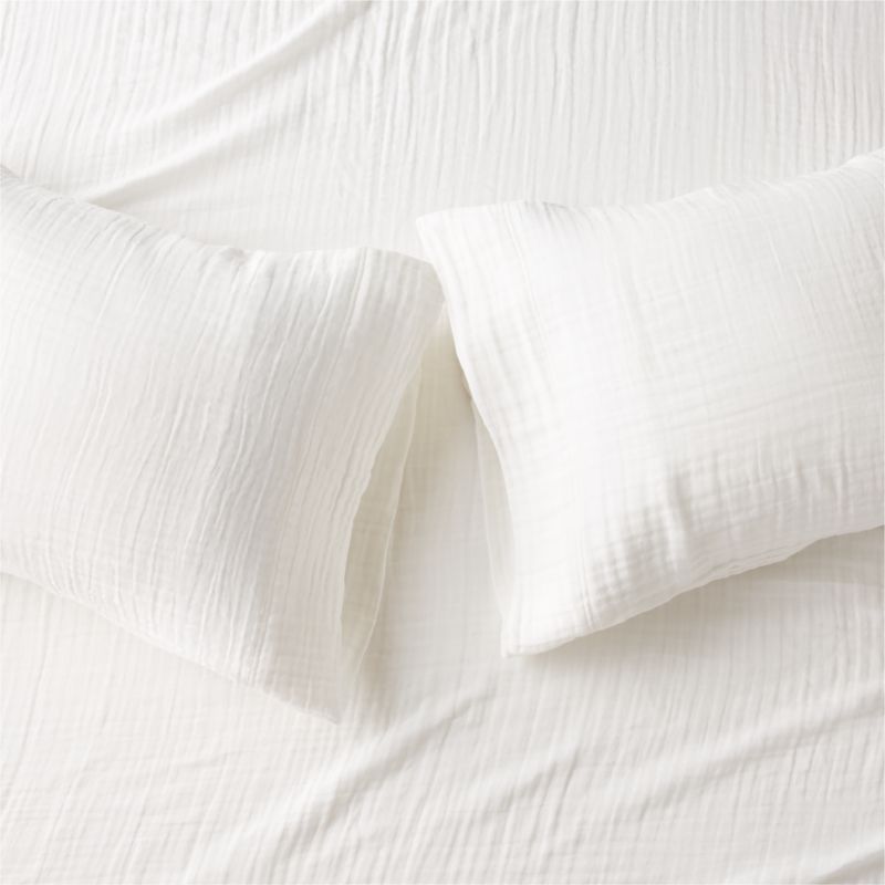 Organic Cotton Gauze White Standard Pillowcases Set of 2 - image 0 of 5