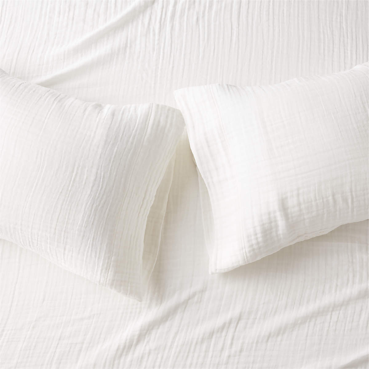 Organic Cotton Gauze White Standard Pillowcases Set of 2 CB2