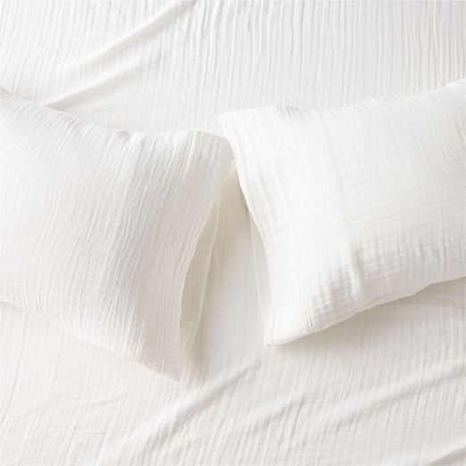 Alto Organic Cotton Gauze White King Pillowcases Set of 2