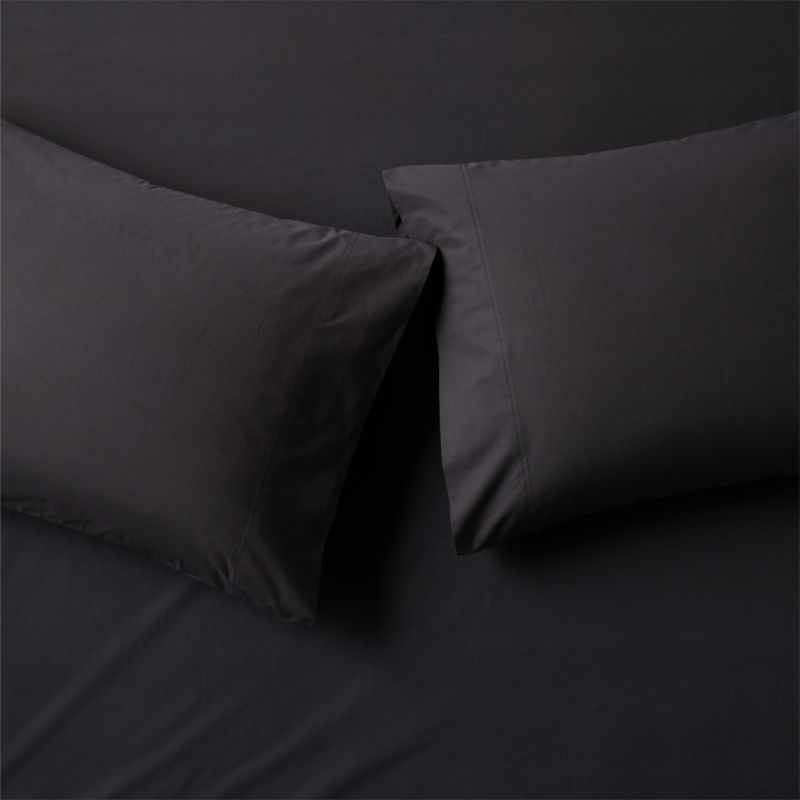 View Organic Cotton Percale 400 Thread Count Black King Pillowcases Set of 2 details