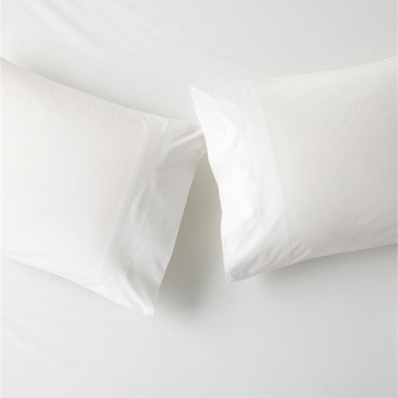 Organic Cotton Percale 400 Thread Count White King Pillowcases Set of 2 CB2