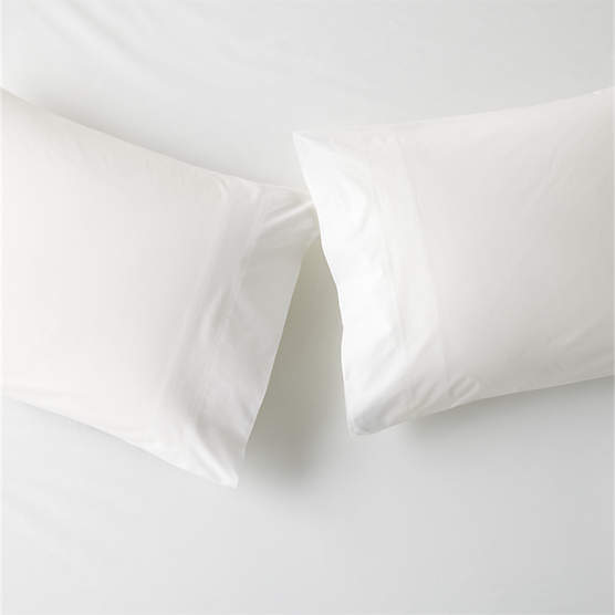 Organic Cotton Percale 400 Thread Count White Standard Pillowcases Set of 2