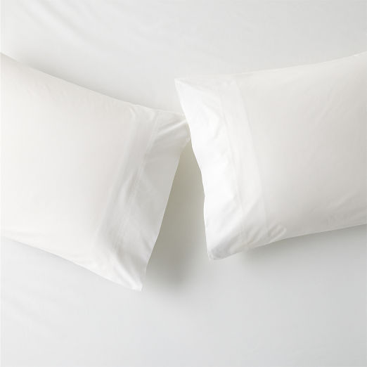 Organic Cotton Percale 400 Thread Count White Pillowcases Set of 2