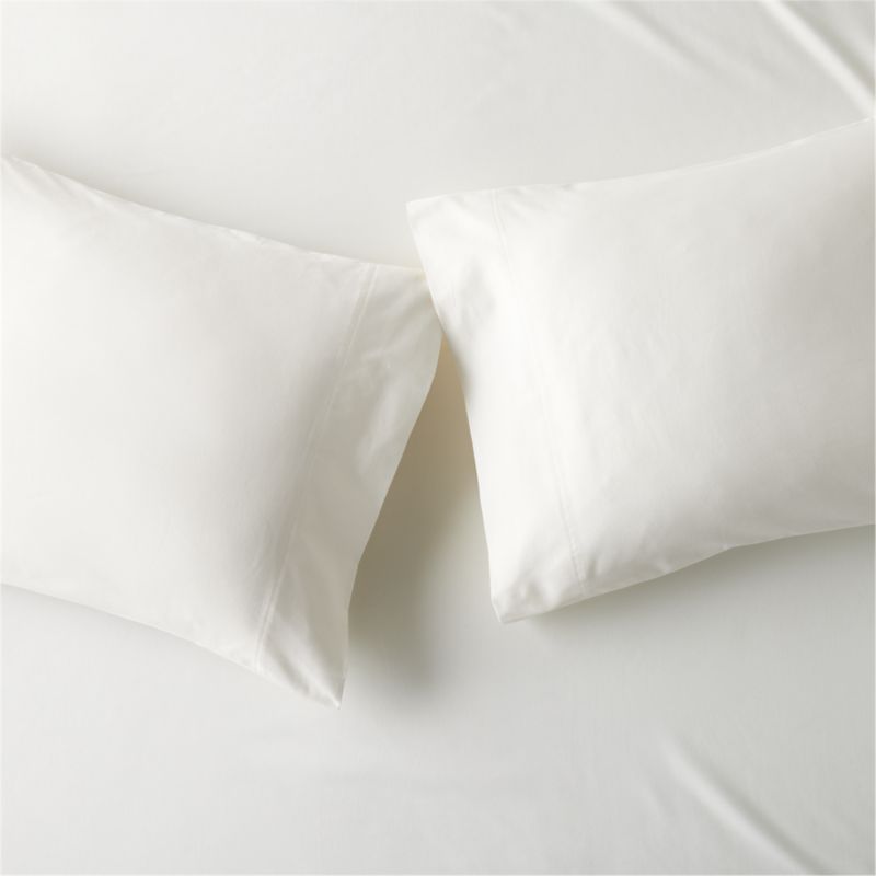 View Classic Organic Cotton Sateen 520 Thread Count Ivory King Pillowcases Set of 2 details