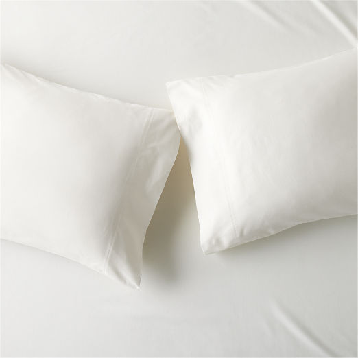 Organic Cotton Sateen 520 Thread Count Ivory Standard Pillowcases Set of 2