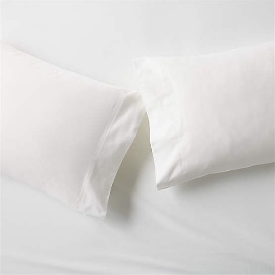 Organic Cotton Sateen 520 Thread Count White Standard Pillowcases Set of 2